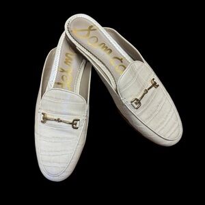 Sam Edelman Linnie Bit Mule Ivory Crocodile Pattern Loafers